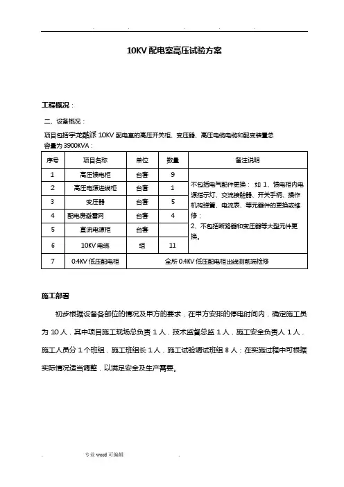 高压电气预防性试验方案