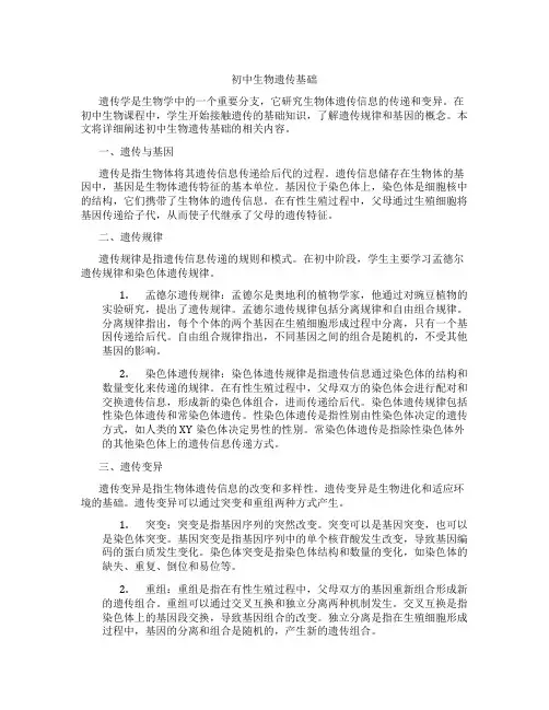 初中生物遗传基础(含学习方法技巧、例题示范教学方法)