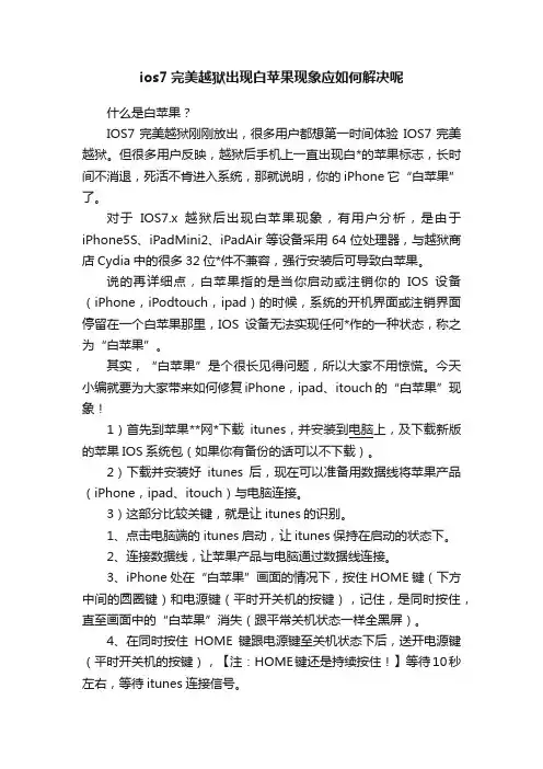 ios7完美越狱出现白苹果现象应如何解决呢
