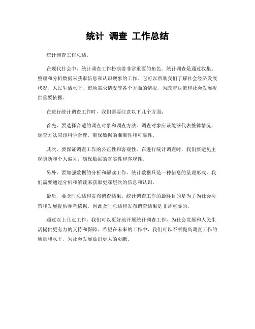 统计 调查 工作总结