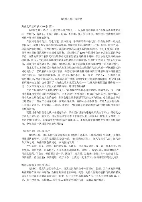《海燕之歌》读后感