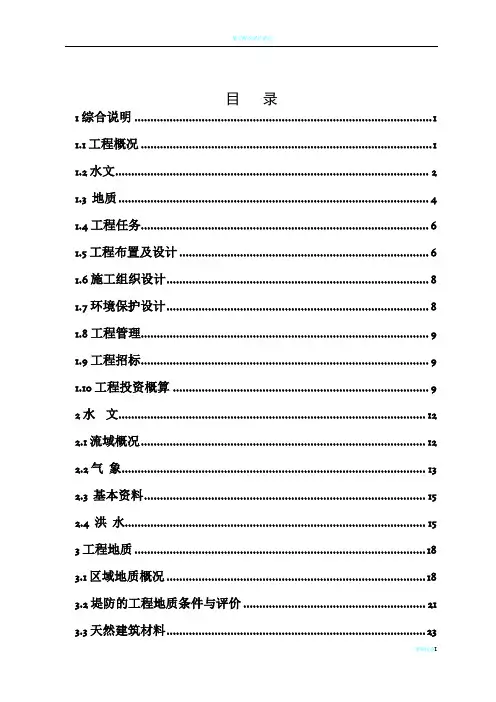 水利堤防工程设计报告
