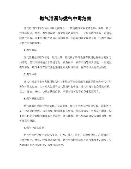 燃气泄漏与燃气中毒危害