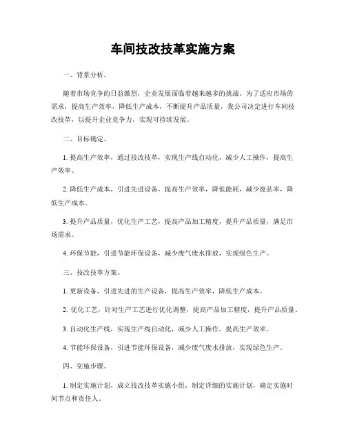 车间技改技革实施方案