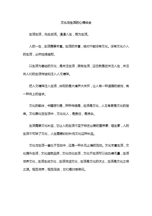 文化与生活的心得体会