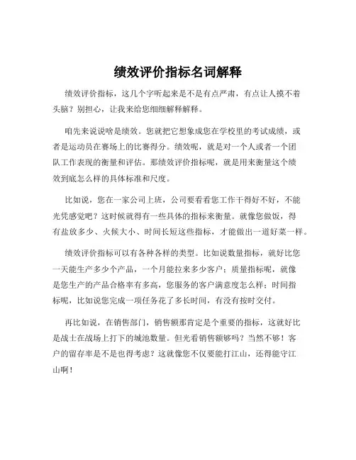 绩效评价指标名词解释