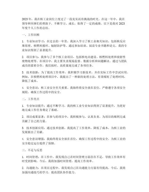 核工业个人工作总结范文