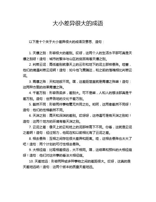 大小差异很大的成语