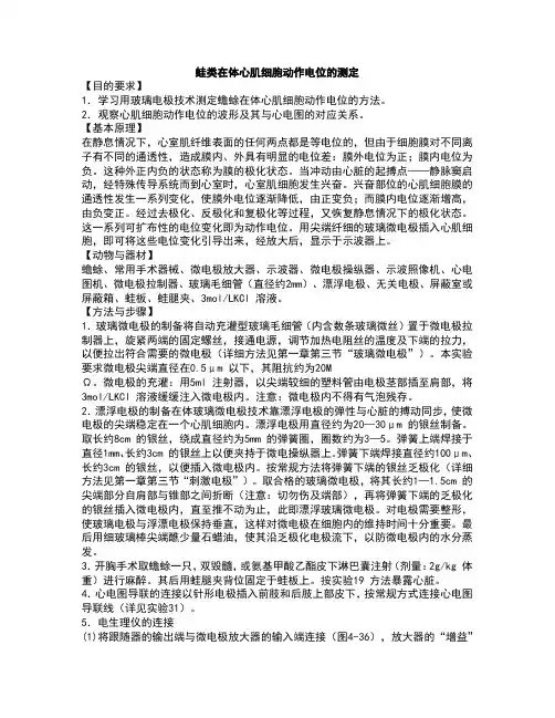 蛙类在体心肌细胞动作电位的测定
