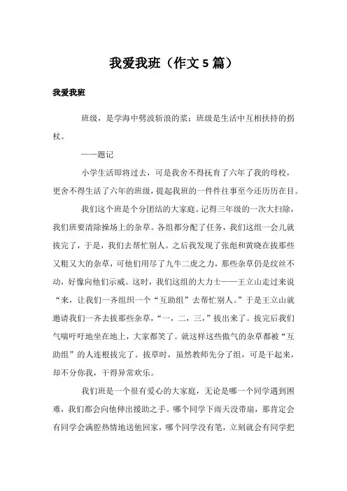 我爱我班(作文5篇)