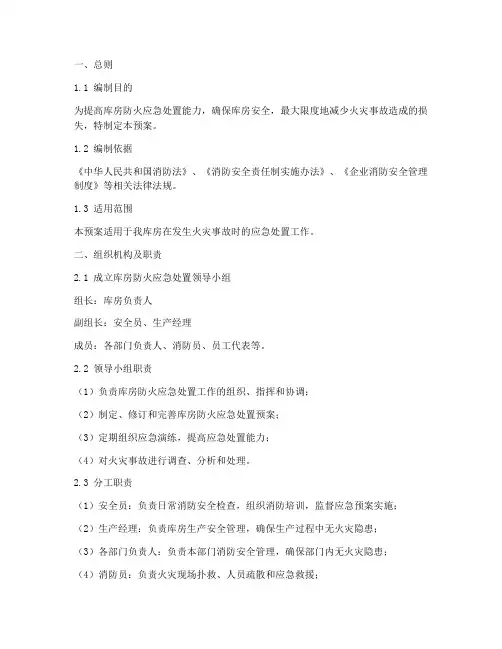 库房防火应急处置预案