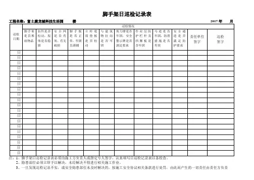 每日脚手架巡检记录表