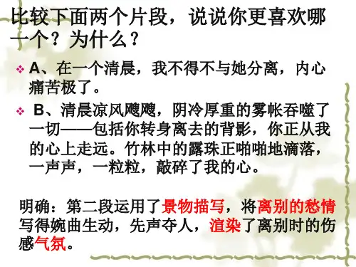 动人春色不须多,万绿丛中一点红 ——巧借景物描写打造记叙文亮