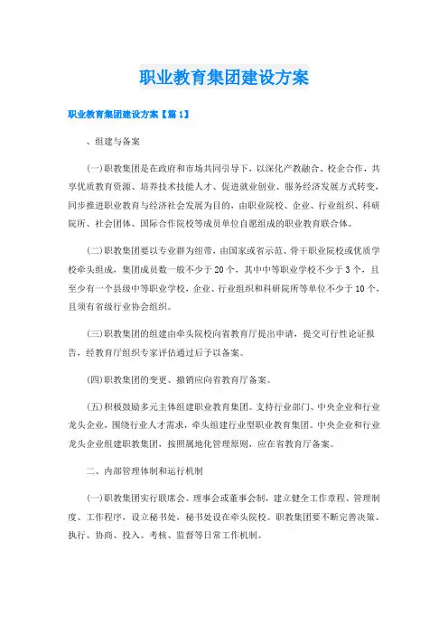 职业教育集团建设方案