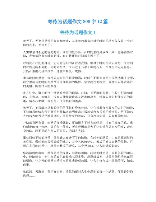 等待为话题作文800字12篇
