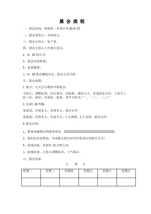 企业员工晨会流程