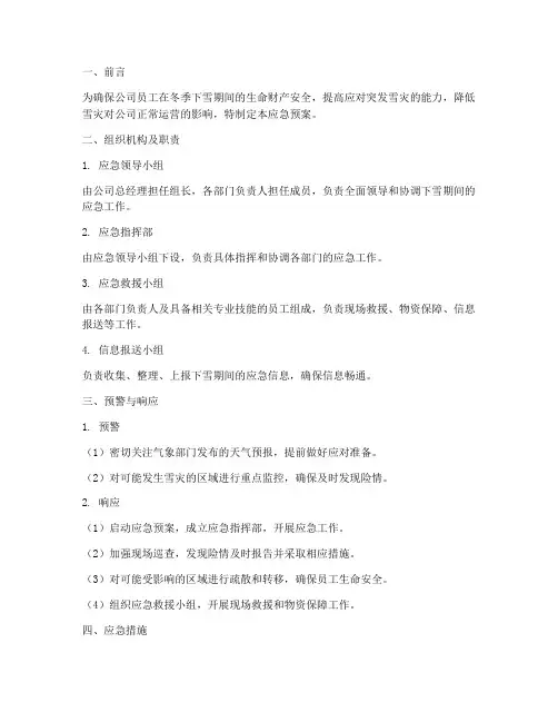 公司下雪应急预案