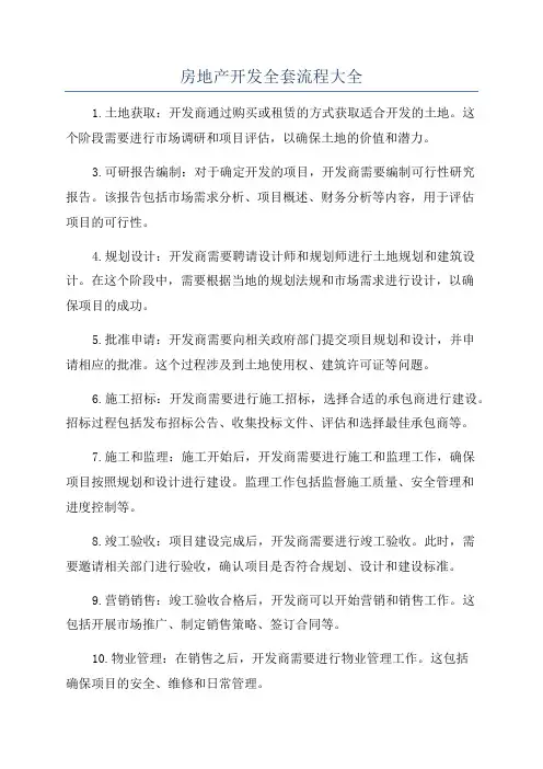 房地产开发全套流程大全