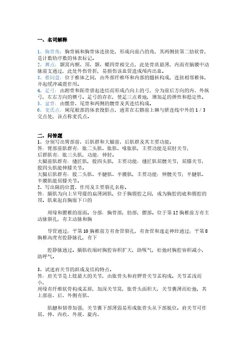系统解剖学考试重点知识点