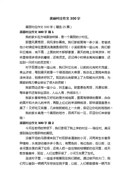 美丽村庄作文300字（精选25篇）