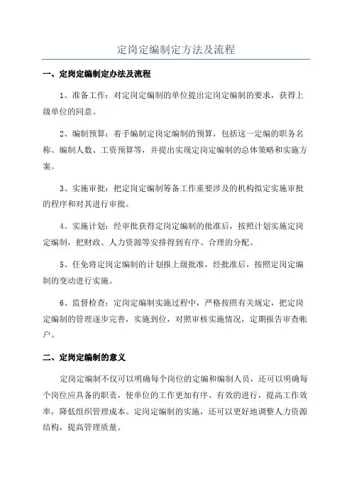 定岗定编制定方法及流程