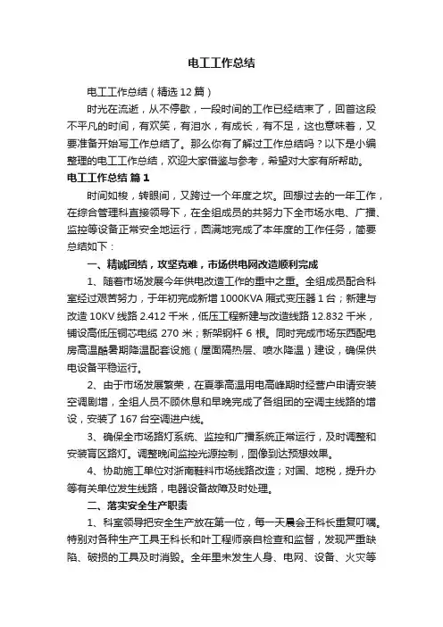 电工工作总结（精选12篇）