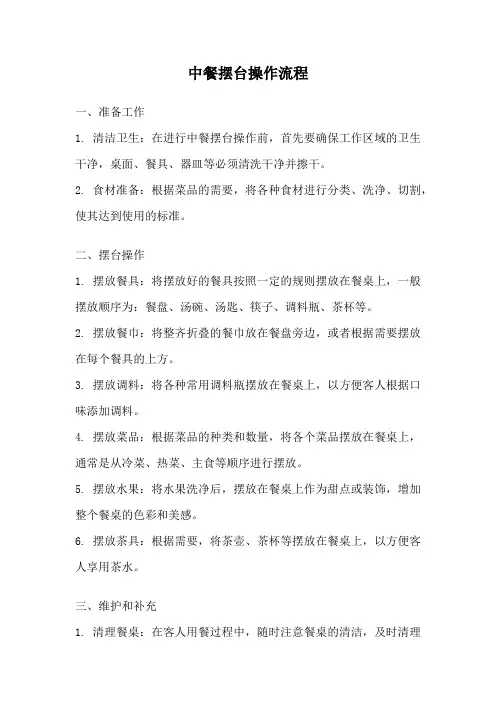 中餐摆台操作流程