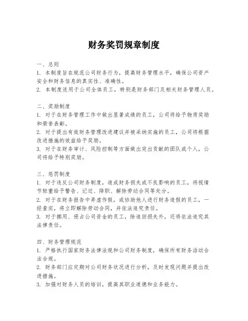 财务奖罚规章制度