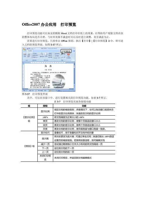 Office2007办公应用  打印预览