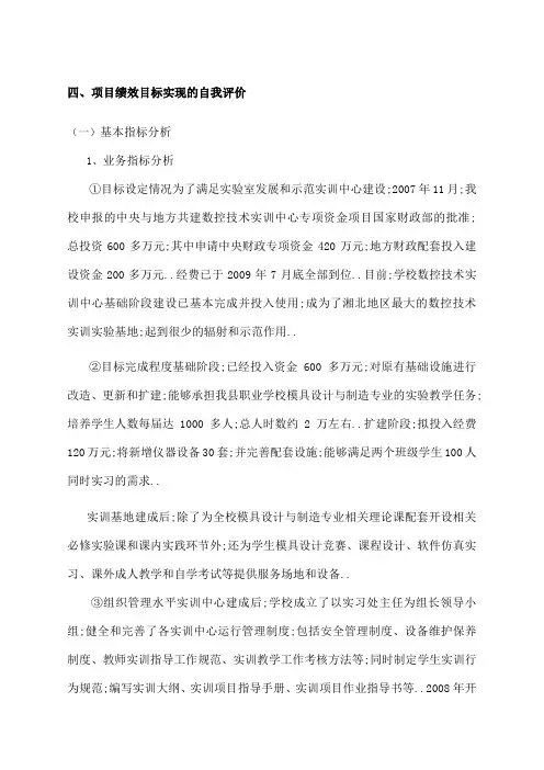 项目绩效目标实现的自我评价