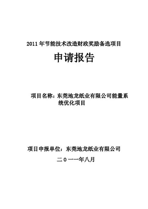 企业财政节能奖励资金申请报告正文(玖 珑)