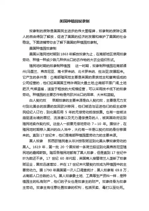 美国种植园奴隶制