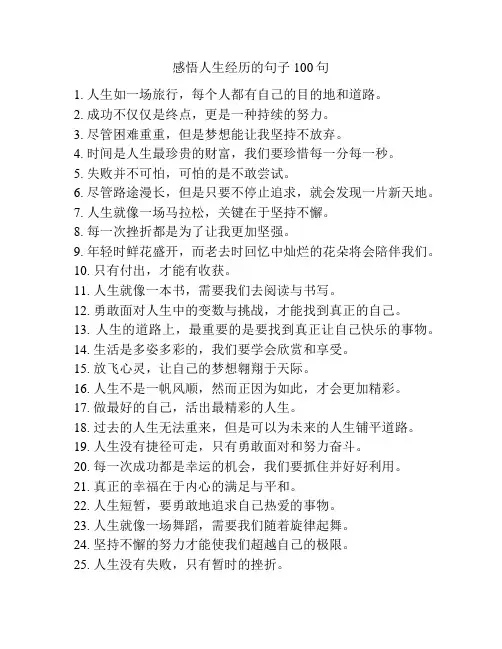 感悟人生经历的句子100句