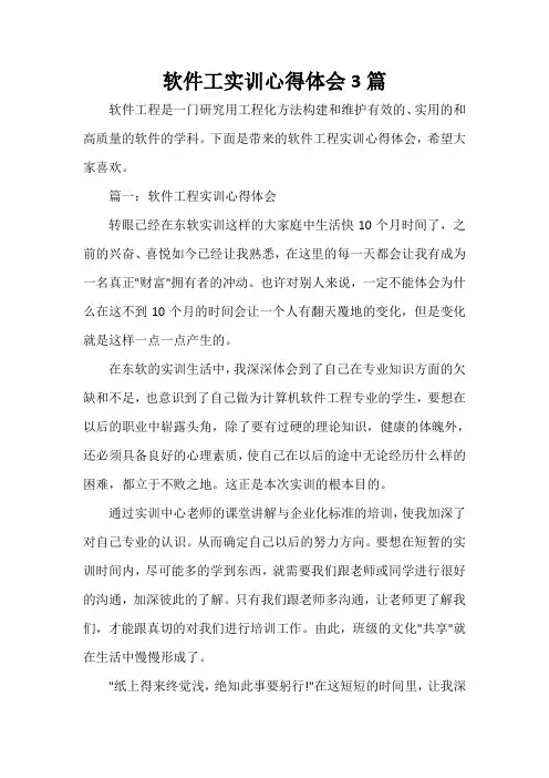  软件工实训心得体会3篇