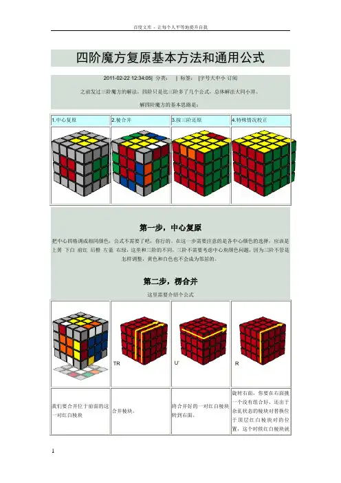 四阶魔方复原基本方法和通用公式