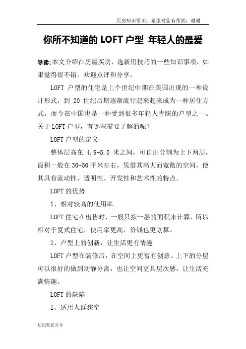 你所不知道的LOFT户型 年轻人的最爱