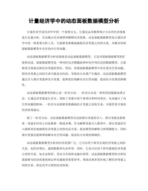 计量经济学中的动态面板数据模型分析