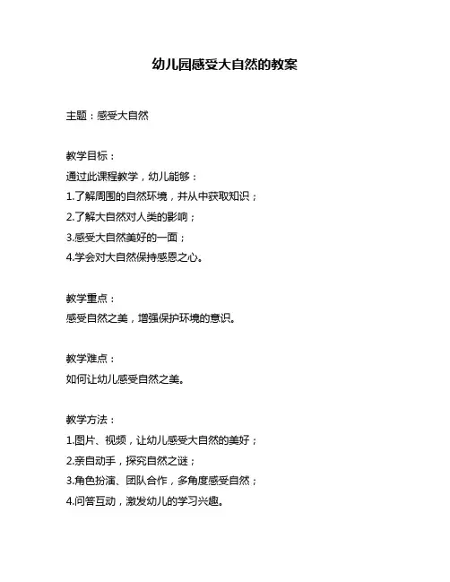 幼儿园感受大自然的教案