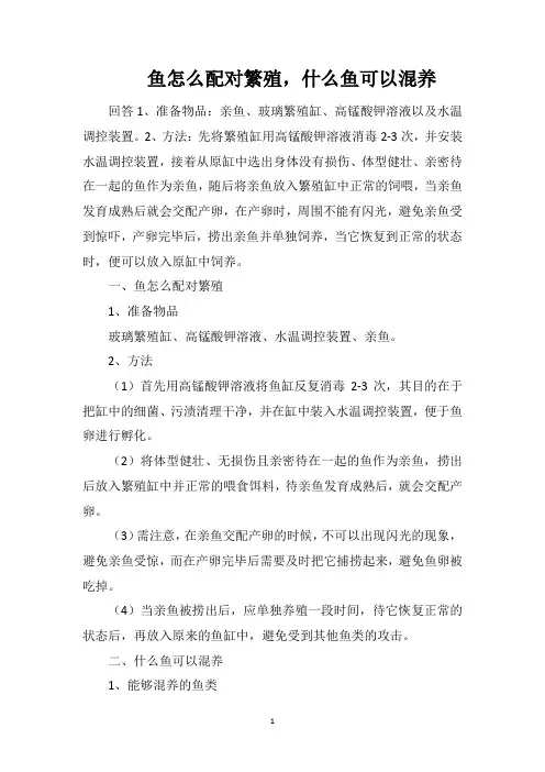 鱼怎么配对繁殖,什么鱼可以混养