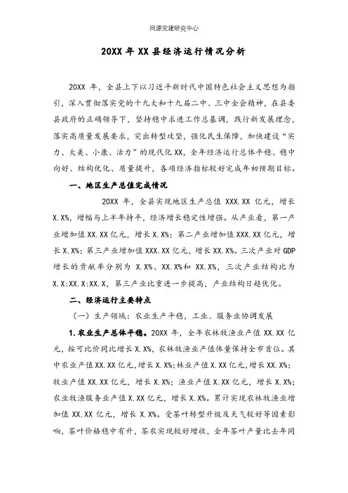 20XX年XX县经济运行情况分析 (1)