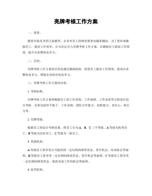 亮牌考核工作方案