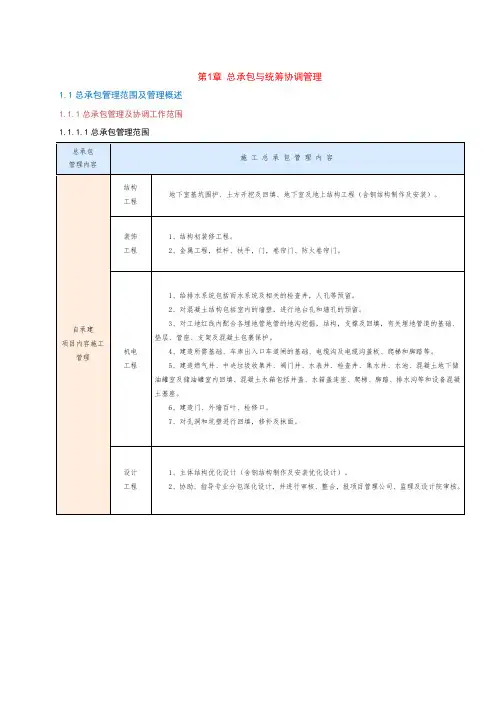 总承包与统筹协调管理方案