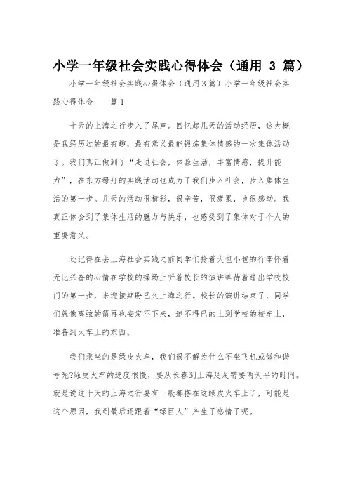 小学一年级社会实践心得体会(通用3篇)