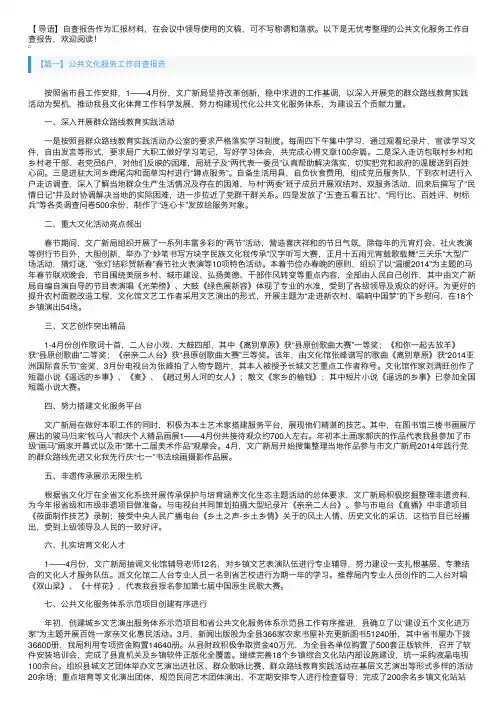 公共文化服务工作自查报告