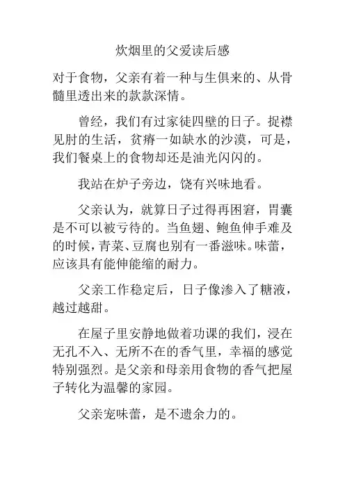 炊烟里的父爱读后感