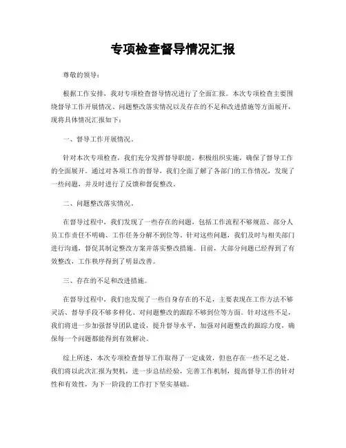 专项检查督导情况汇报
