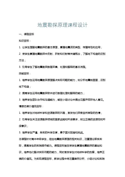 地震勘探原理课程设计