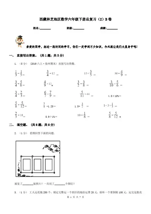 西藏林芝地区数学六年级下册总复习(2)B卷