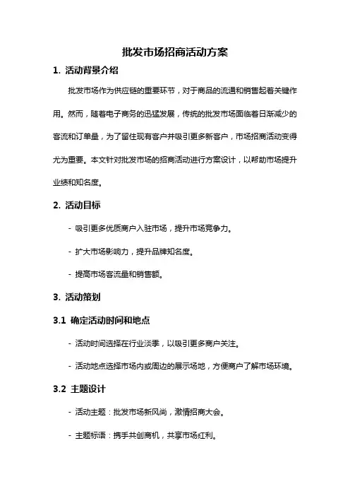 批发市场招商活动方案