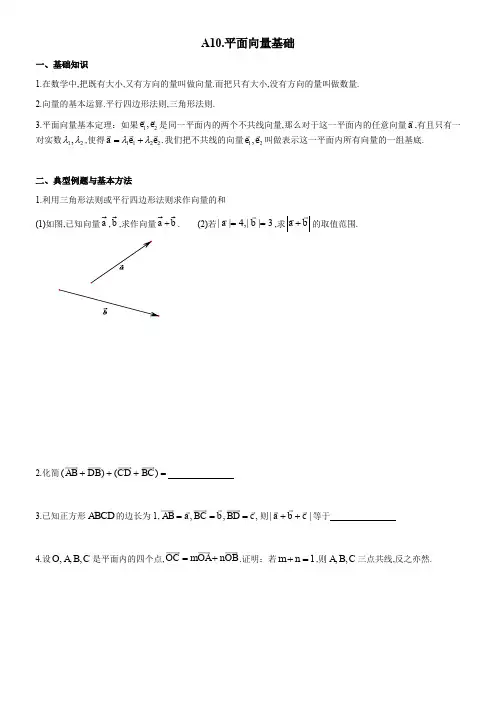 四川省成都市第七中学高考一轮复习提升竞赛数学讲义：10平面向量基础(含解析)